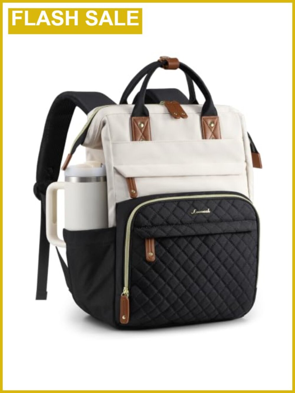 Quilted Laptop Backpack Women Waterproof Nylon Work Travel Bag